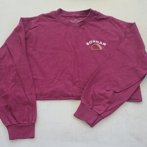 Burgundy Long Sleeve Crop Top